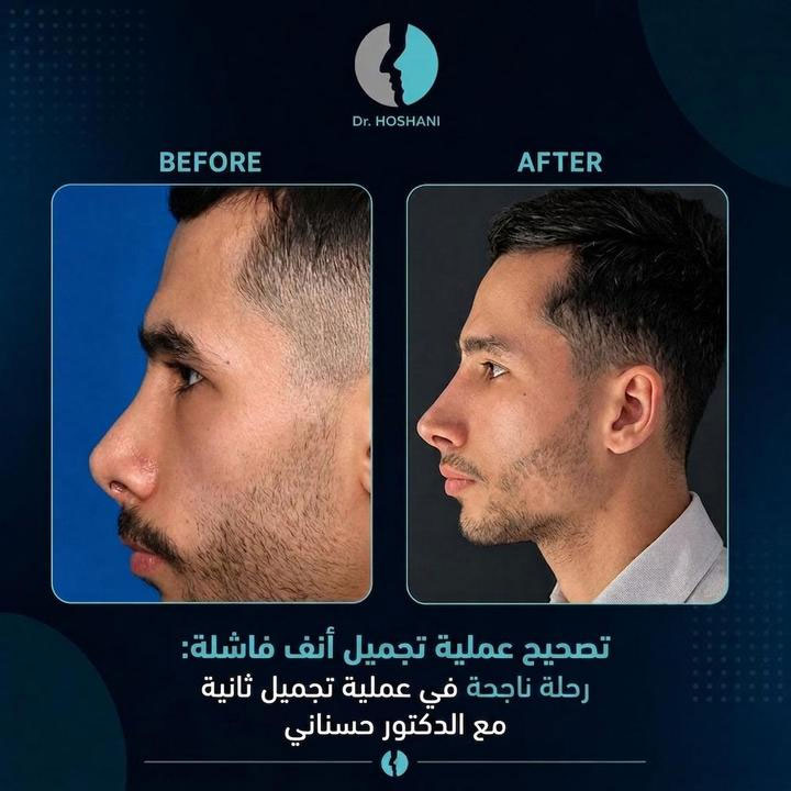 تصحيح عملية تجميل أنف فاشلة: رحلة ناجحة في عملية تجميل ثانية مع الدكتور حسناني