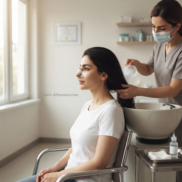 روش سالنی شستن موها بعد از عمل بینی